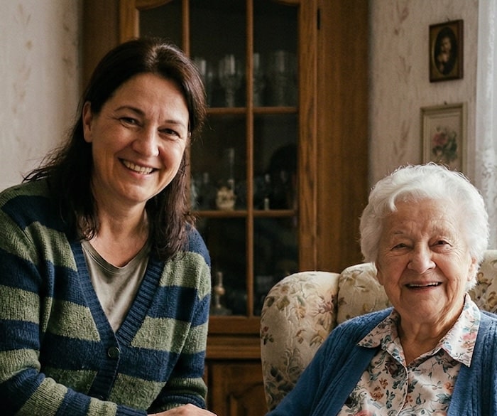 Hildegard H. mit Betreuungskraft Marta