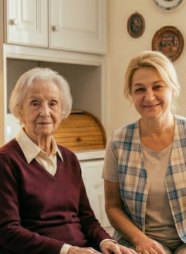 Elfriede K. mit Betreuungskraft Monika